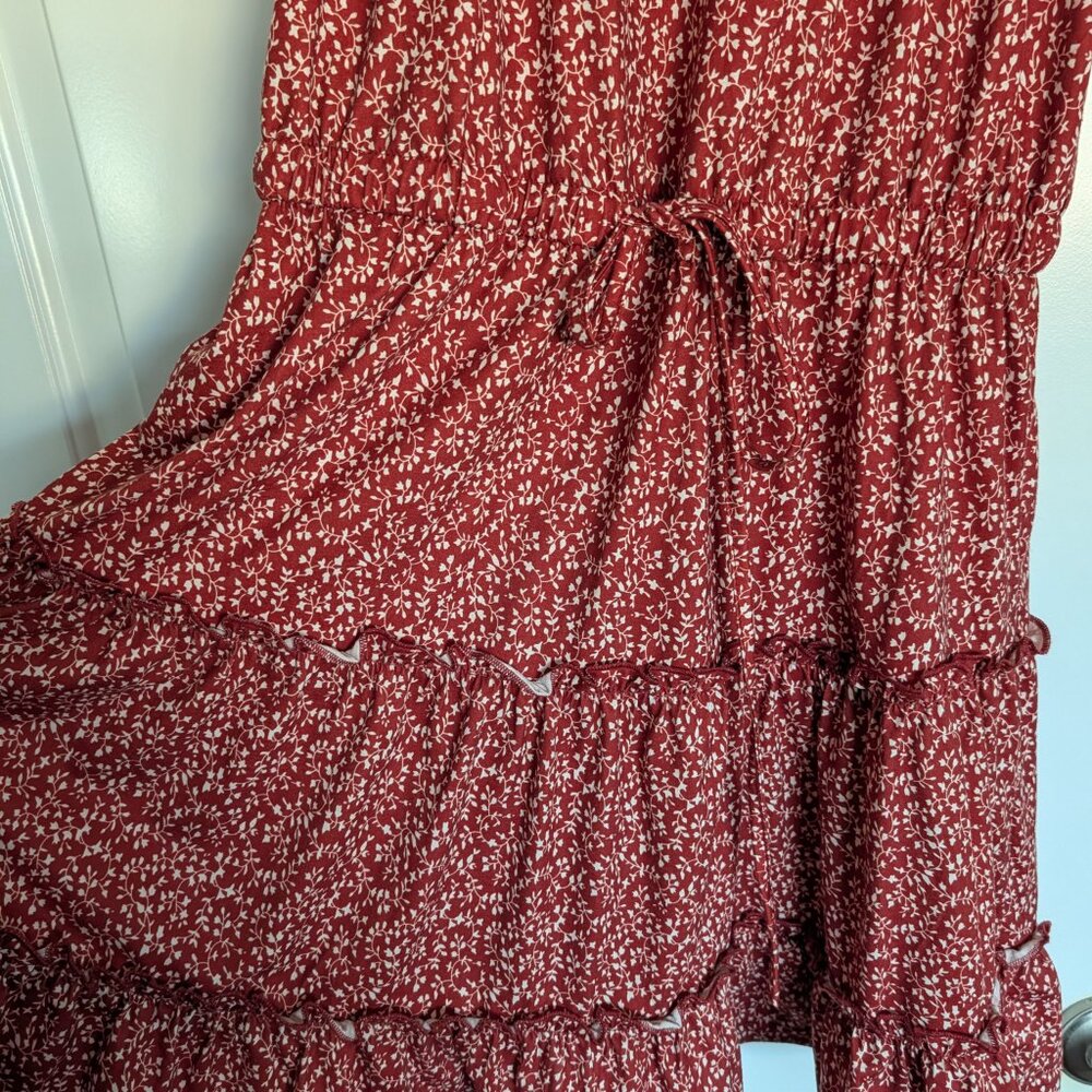 Red floral racerback resort vacation dress size M - Picture 4 of 5